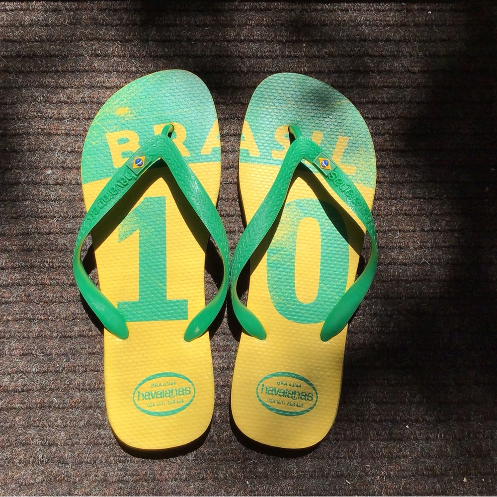 Havaianas Brazil Edition Green and Yellow Flip-Flops